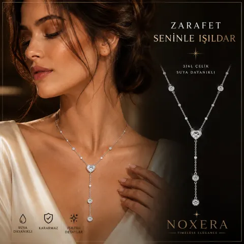 Noxera Amora Kalp Taşlı Y Kolye
