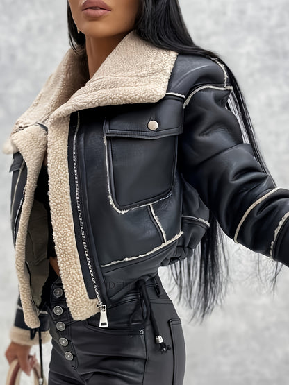 Faux Shearling Biker Jacket