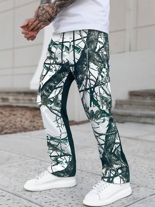 Versatile Neutral Style Patchwork Camouflage Pants