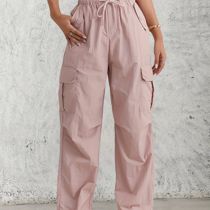 Flap Pockets Straight Leg Cargo Pants