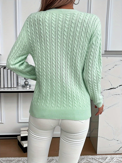 Cable Knit Crew Neck Sweater