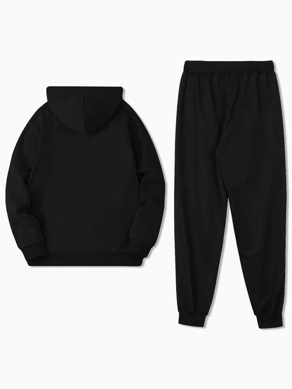 Plus Velvet Hoodie & Drawstring Pants Set