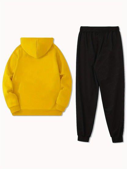 Plus Velvet Hoodie & Drawstring Pants Set