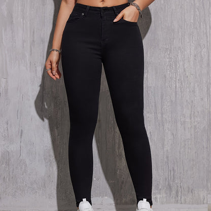 High Rise Plain Skinny Jeans