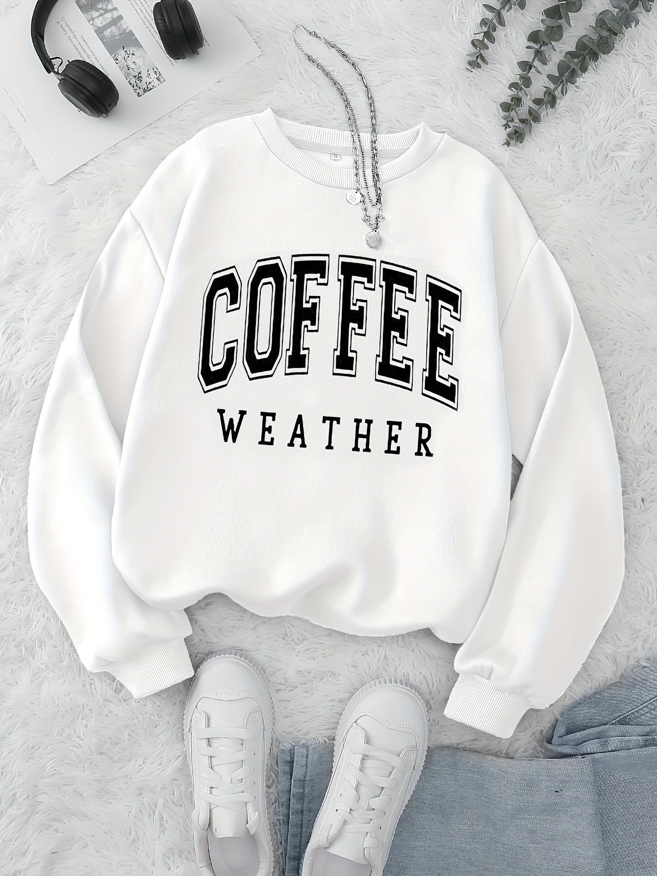 Coffee Print Pullover Sweatshirt