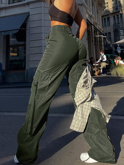 High-Waist Pink Cargo Pants