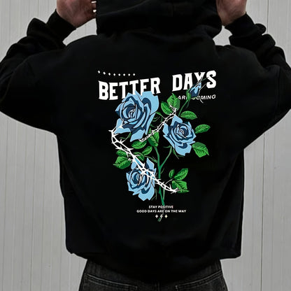 Casual Hoodie French Terry Polyester Floral Print