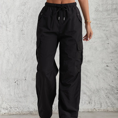 Flap Pockets Straight Leg Cargo Pants