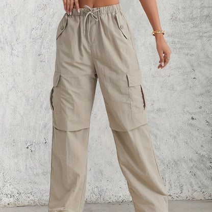 Flap Pockets Straight Leg Cargo Pants