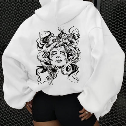 Long Sleeve Hooded Pocket Sweatshirt Casual Sports Print Graphic