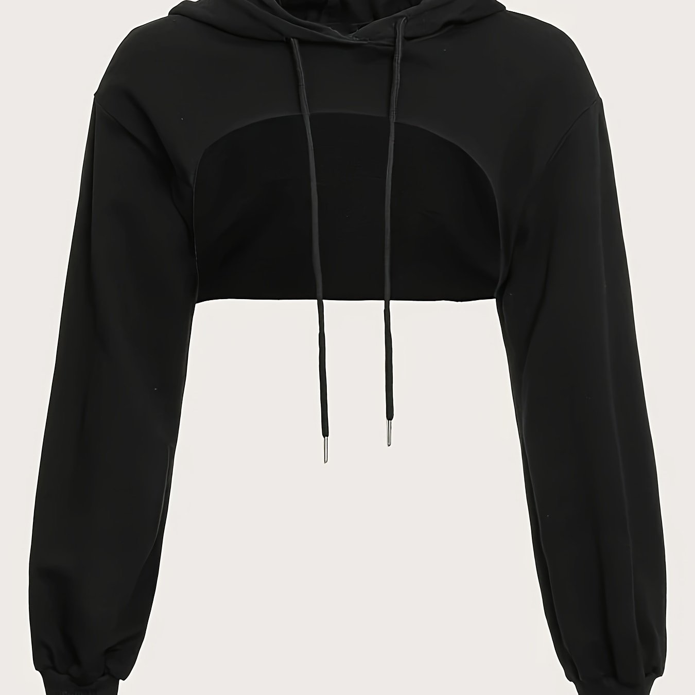 Solid Color Drawstring Detail Hoodie