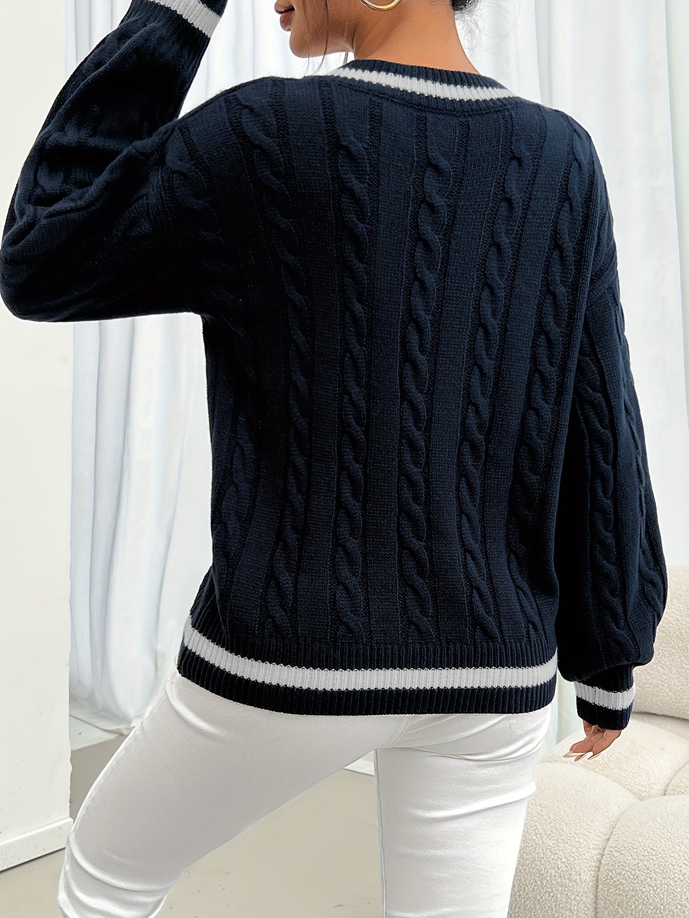 Elegant V-Neck Acrylic Sweater