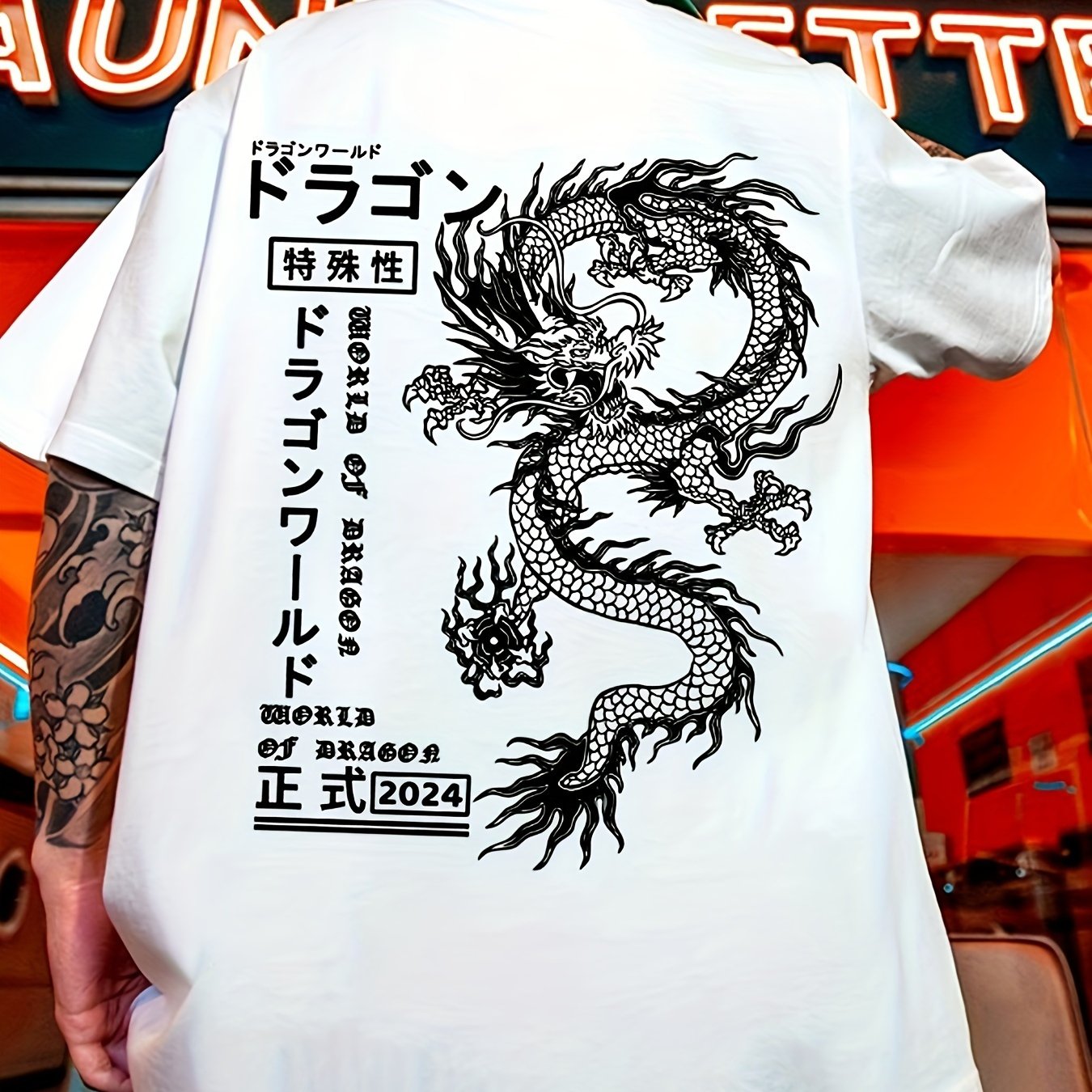 Anime Dragon Print T-Shirt