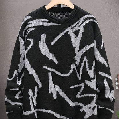 Geometric Graphic Print Knitted Pullover