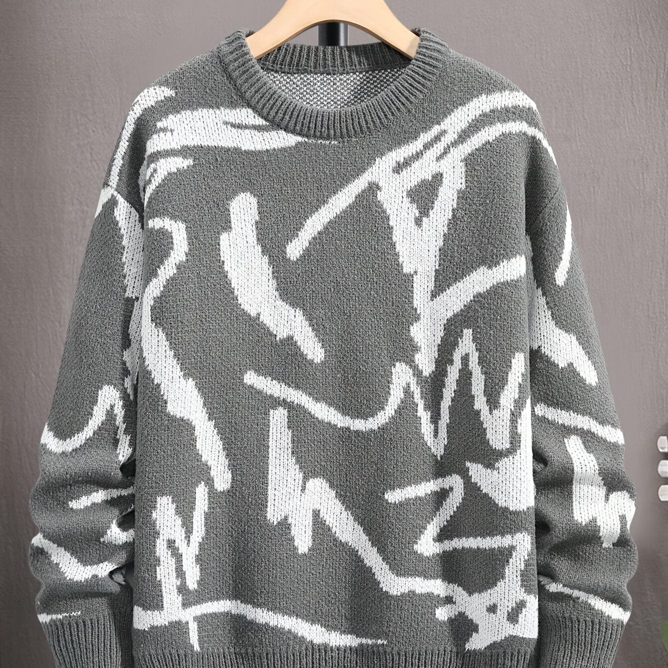 Geometric Graphic Print Knitted Pullover