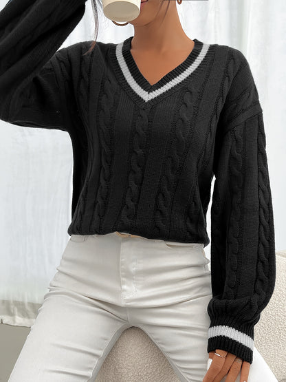 Elegant V-Neck Acrylic Sweater