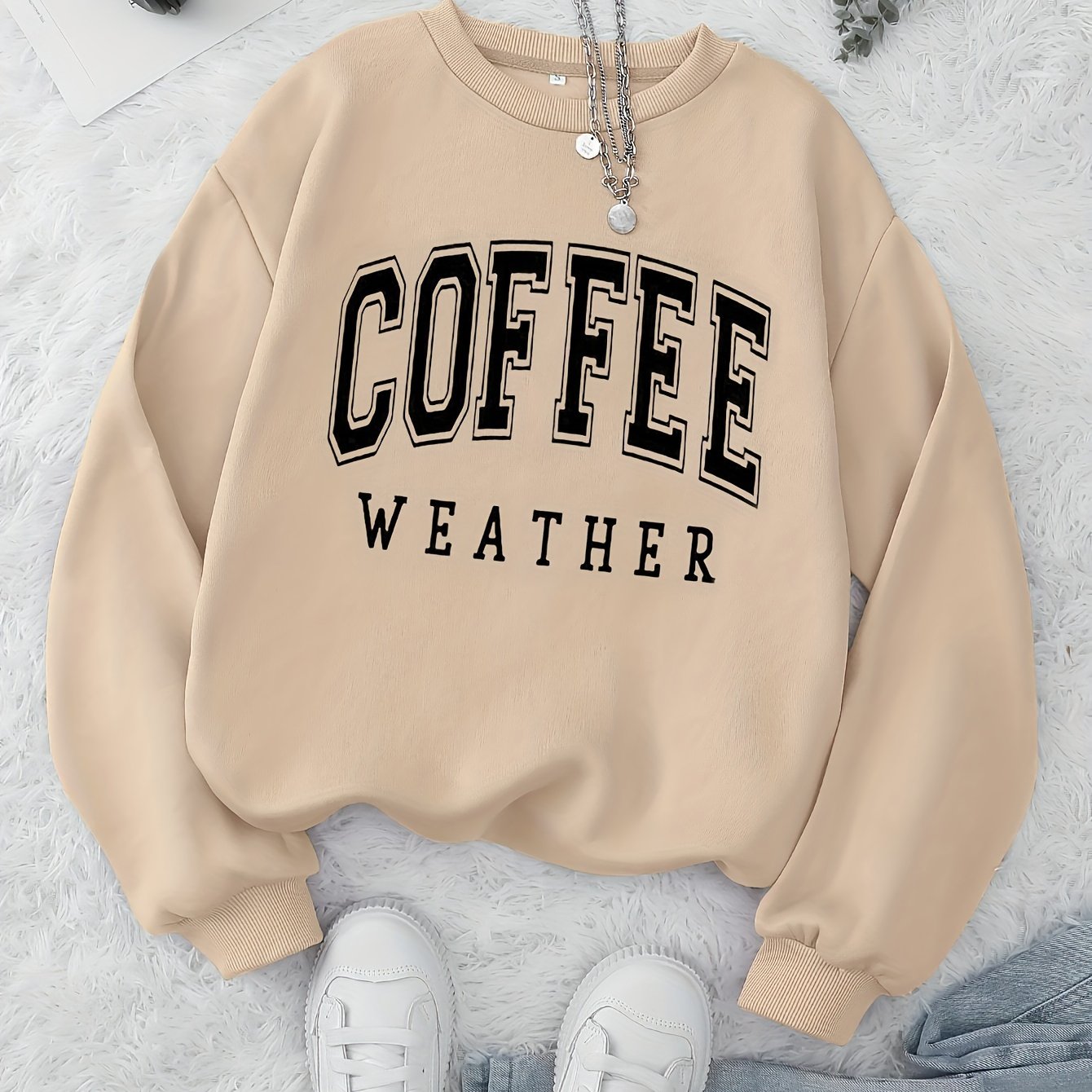 Coffee Print Pullover Sweatshirt