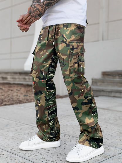 Versatile Neutral Style Patchwork Camouflage Pants