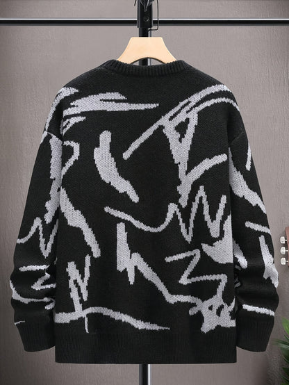 Geometric Graphic Print Knitted Pullover