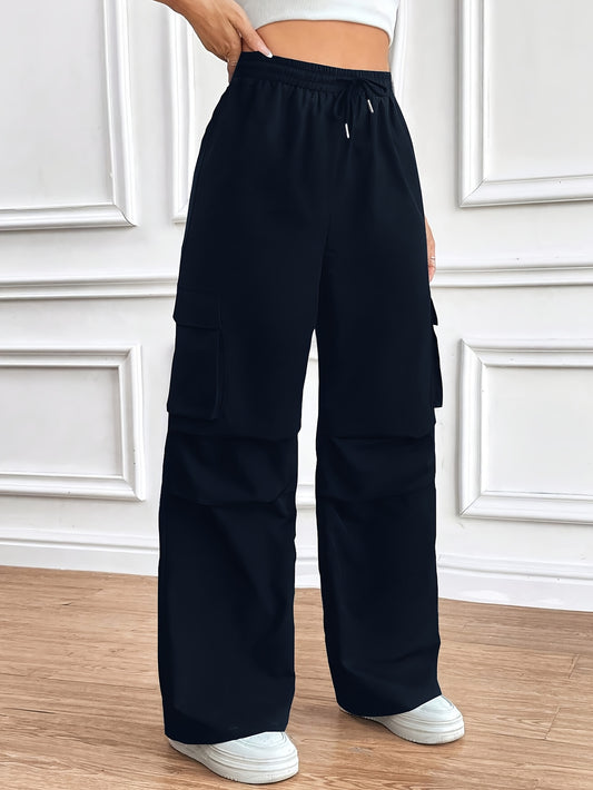 Flap Pockets Wide Leg Pants