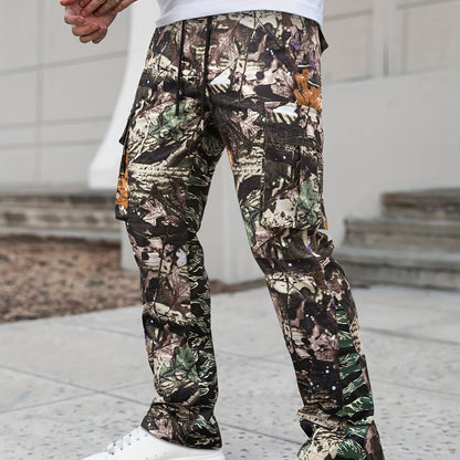 Versatile Neutral Style Patchwork Camouflage Pants