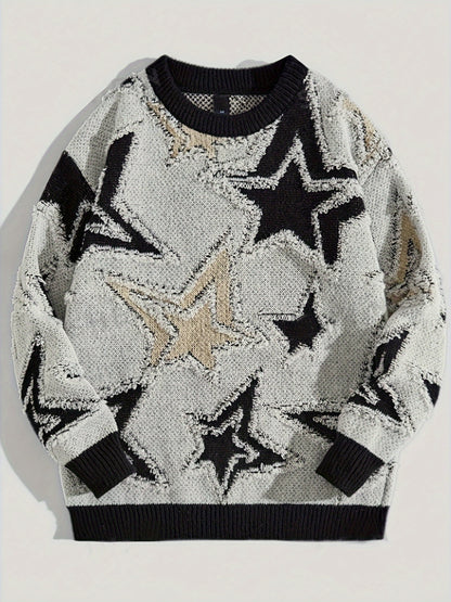 Vintage Star Pattern Viscose Sweater