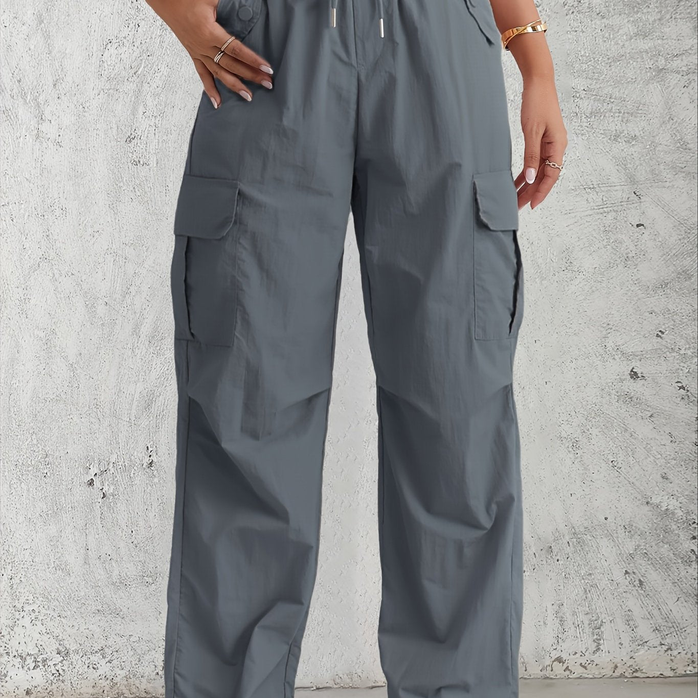 Flap Pockets Straight Leg Cargo Pants