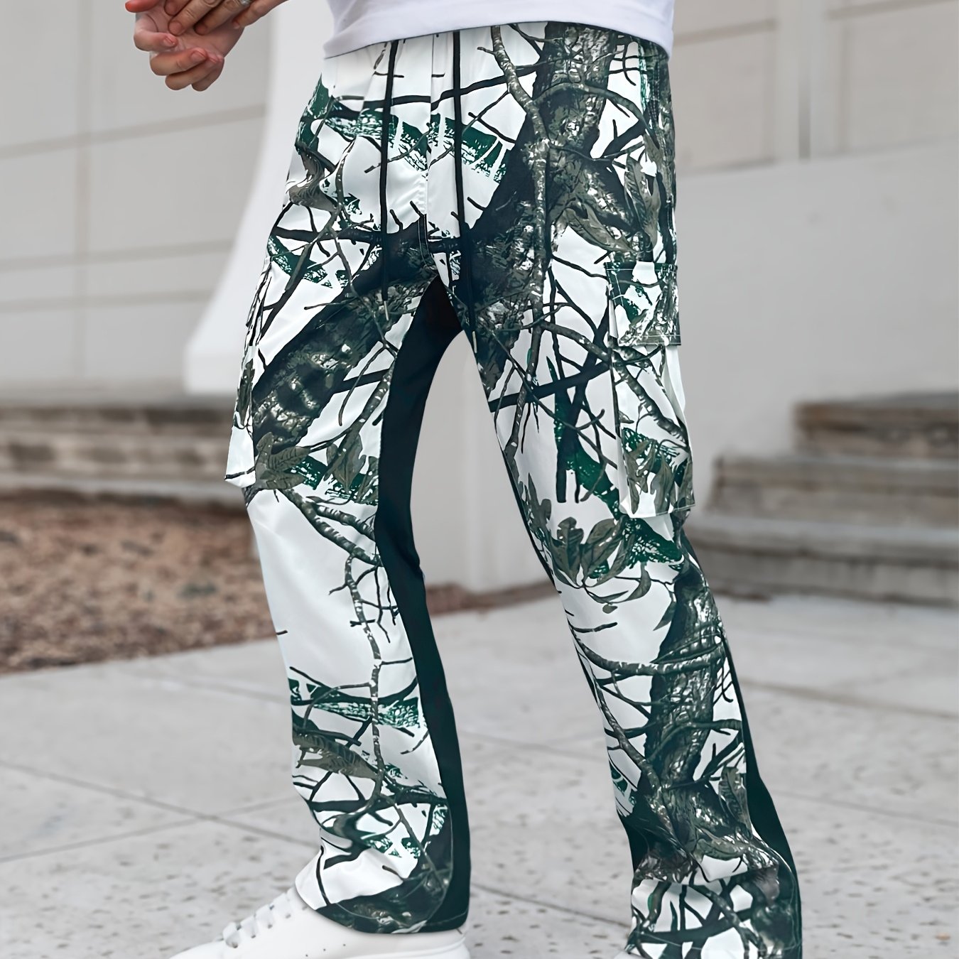 Versatile Neutral Style Patchwork Camouflage Pants