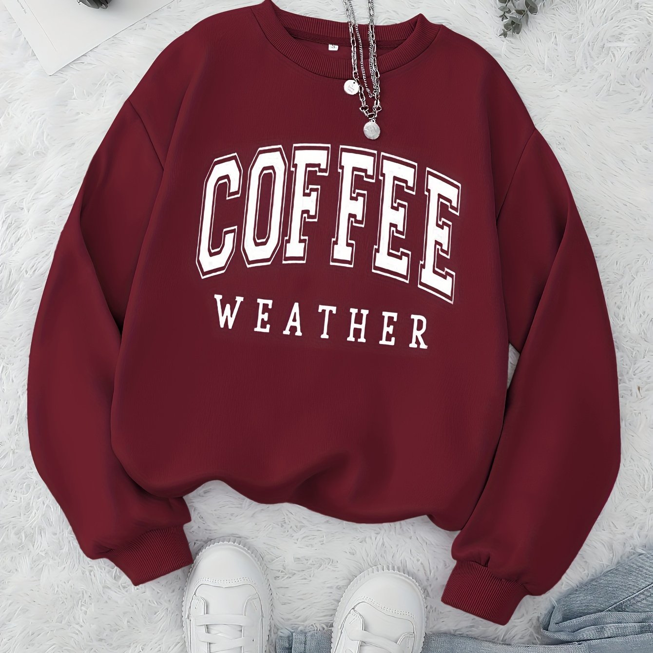 Coffee Print Pullover Sweatshirt