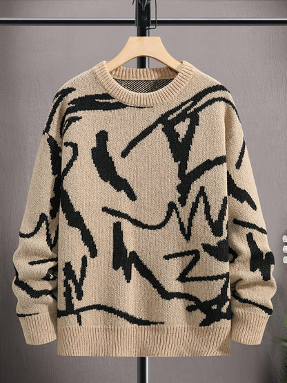 Geometric Graphic Print Knitted Pullover