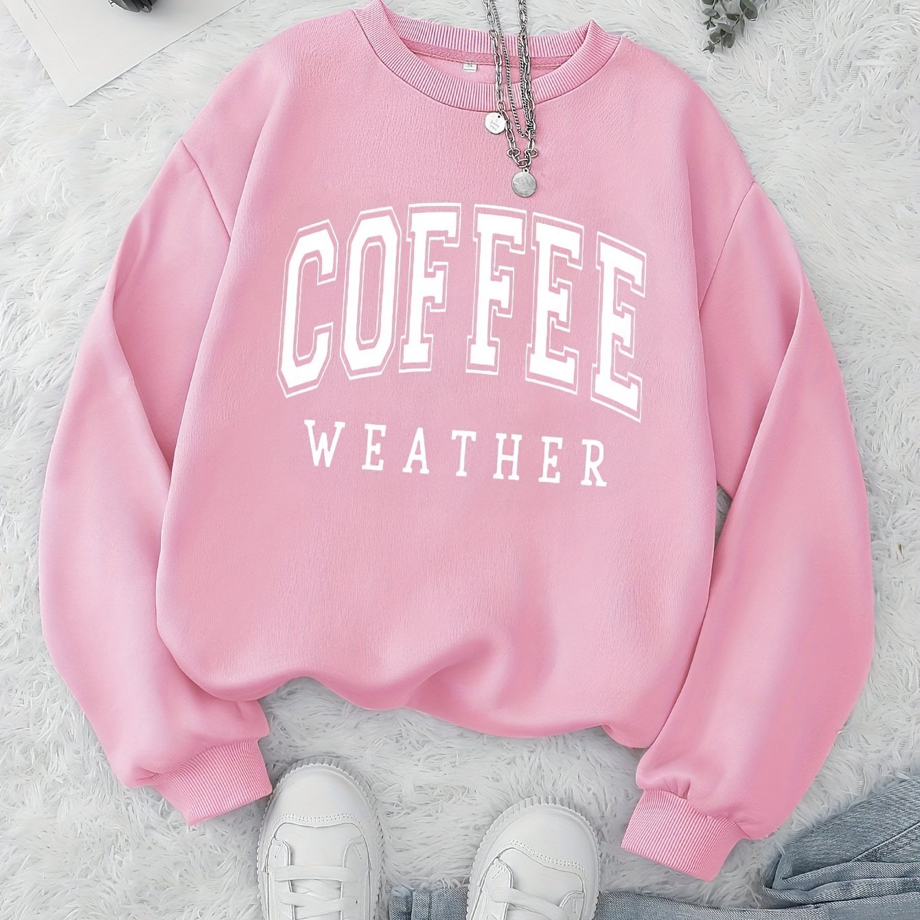 Coffee Print Pullover Sweatshirt