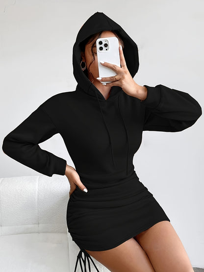 Chic Black Hooded Dress