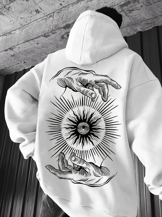 Casual Hoodie with Finger Print Eye Graphic