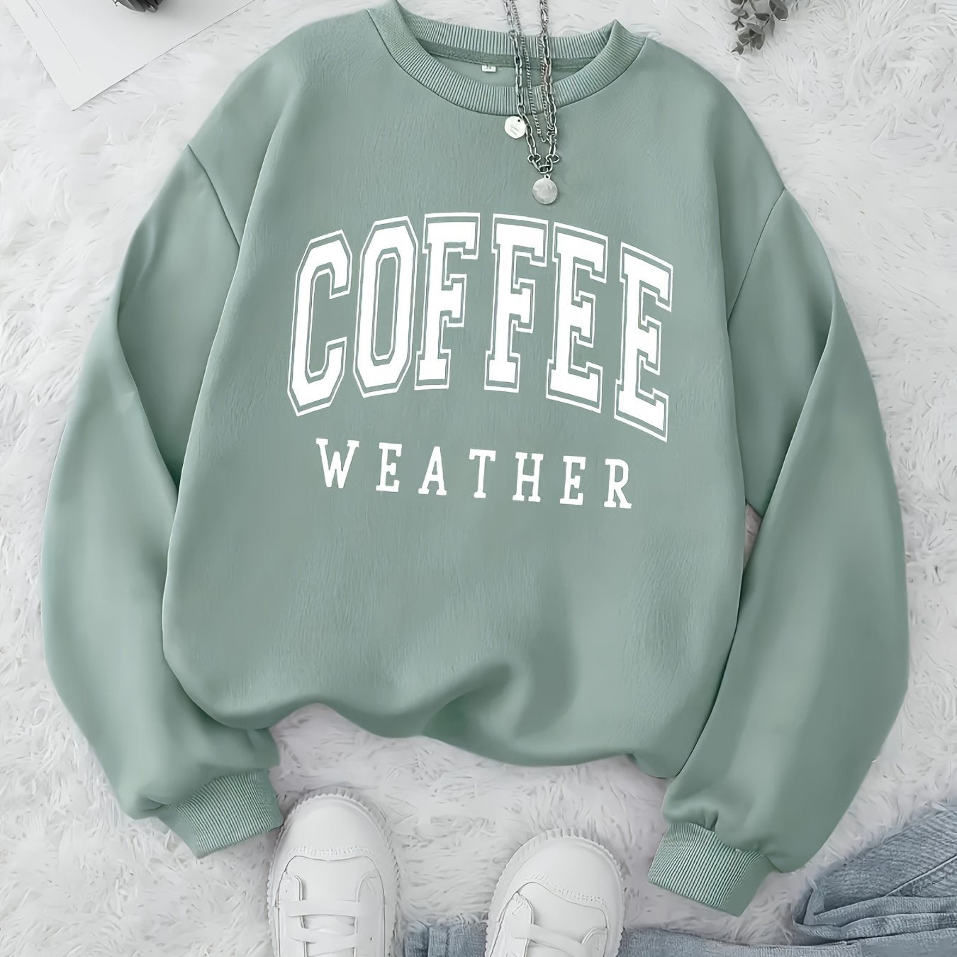 Coffee Print Pullover Sweatshirt