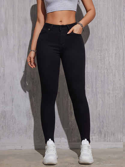 High Rise Plain Skinny Jeans