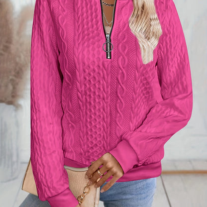 Textured Zipper Pullover Sweatshirt