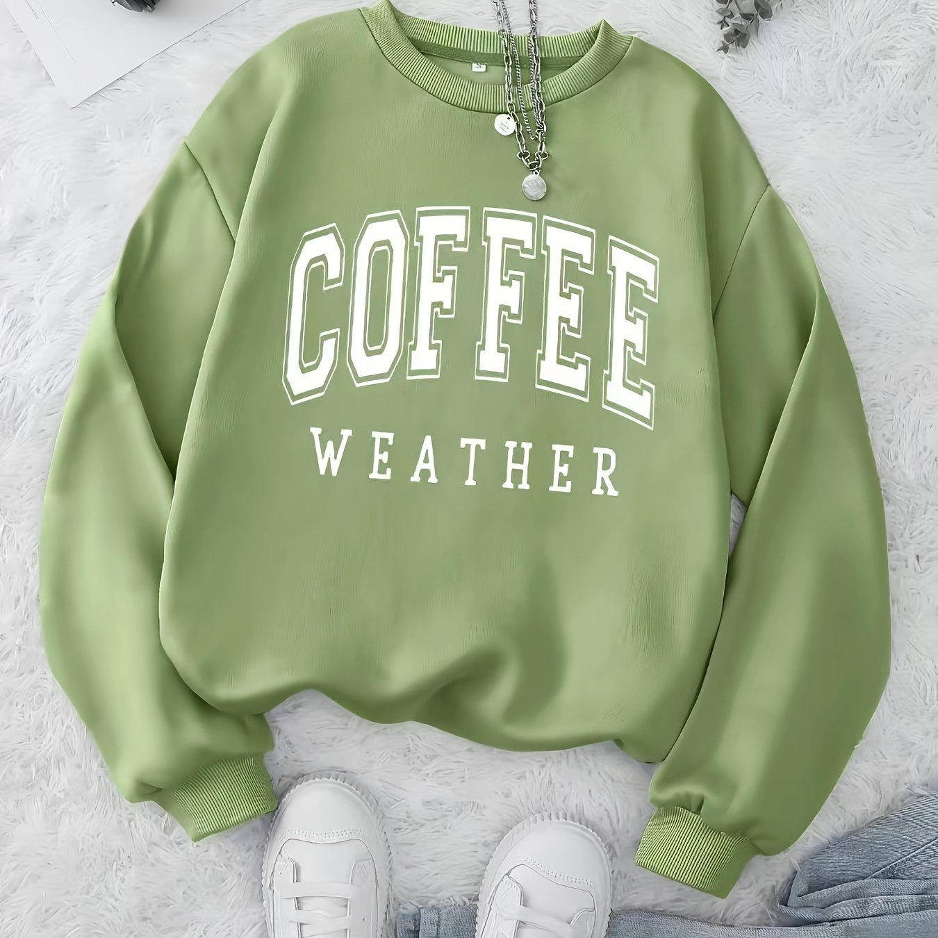 Coffee Print Pullover Sweatshirt