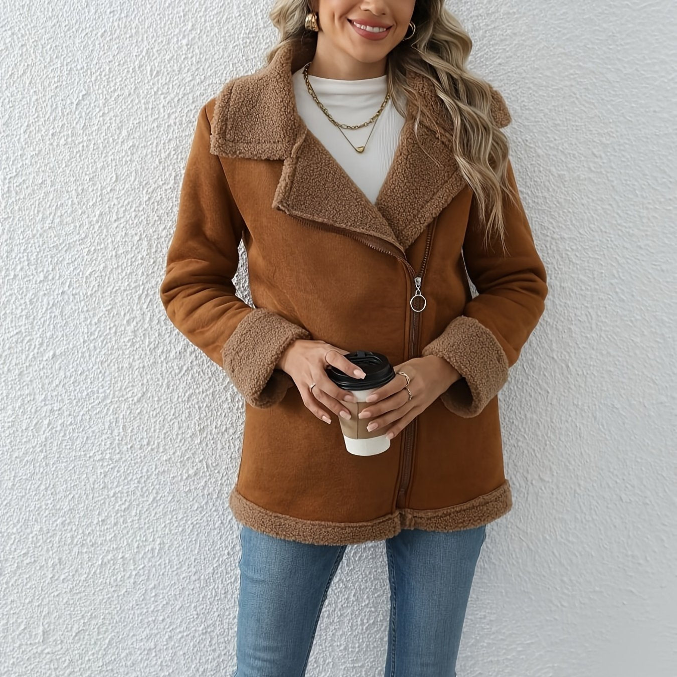 Elegant Faux Suede Jacket