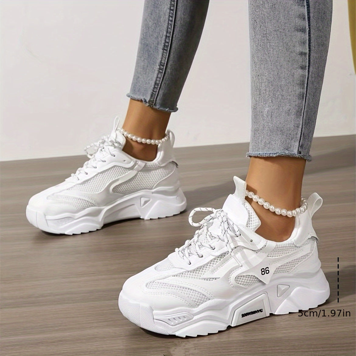 Solid Color Mesh Sneakers