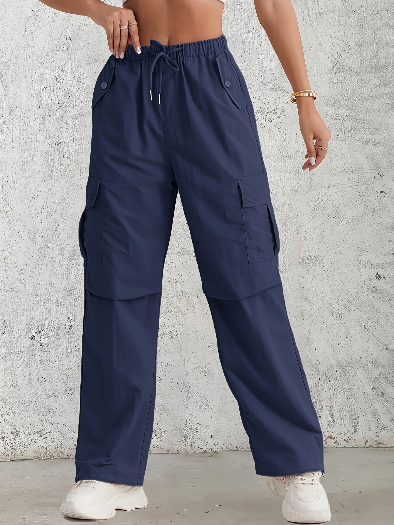 Flap Pockets Straight Leg Cargo Pants