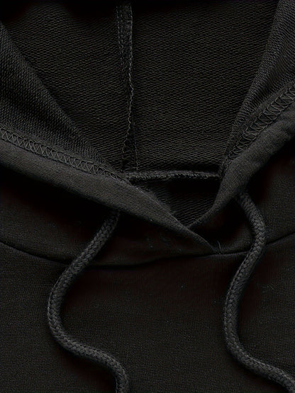 Solid Color Drawstring Detail Hoodie