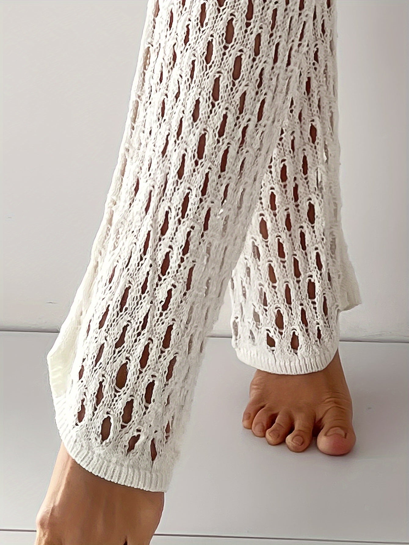 Casual Hollow-out Crochet Knit Flare Pants