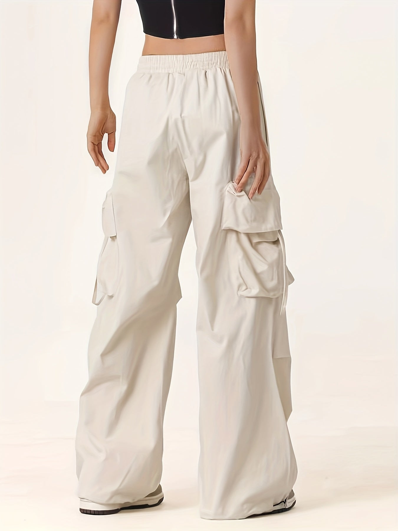 Flap Pockets Wide Leg Cargo Pants