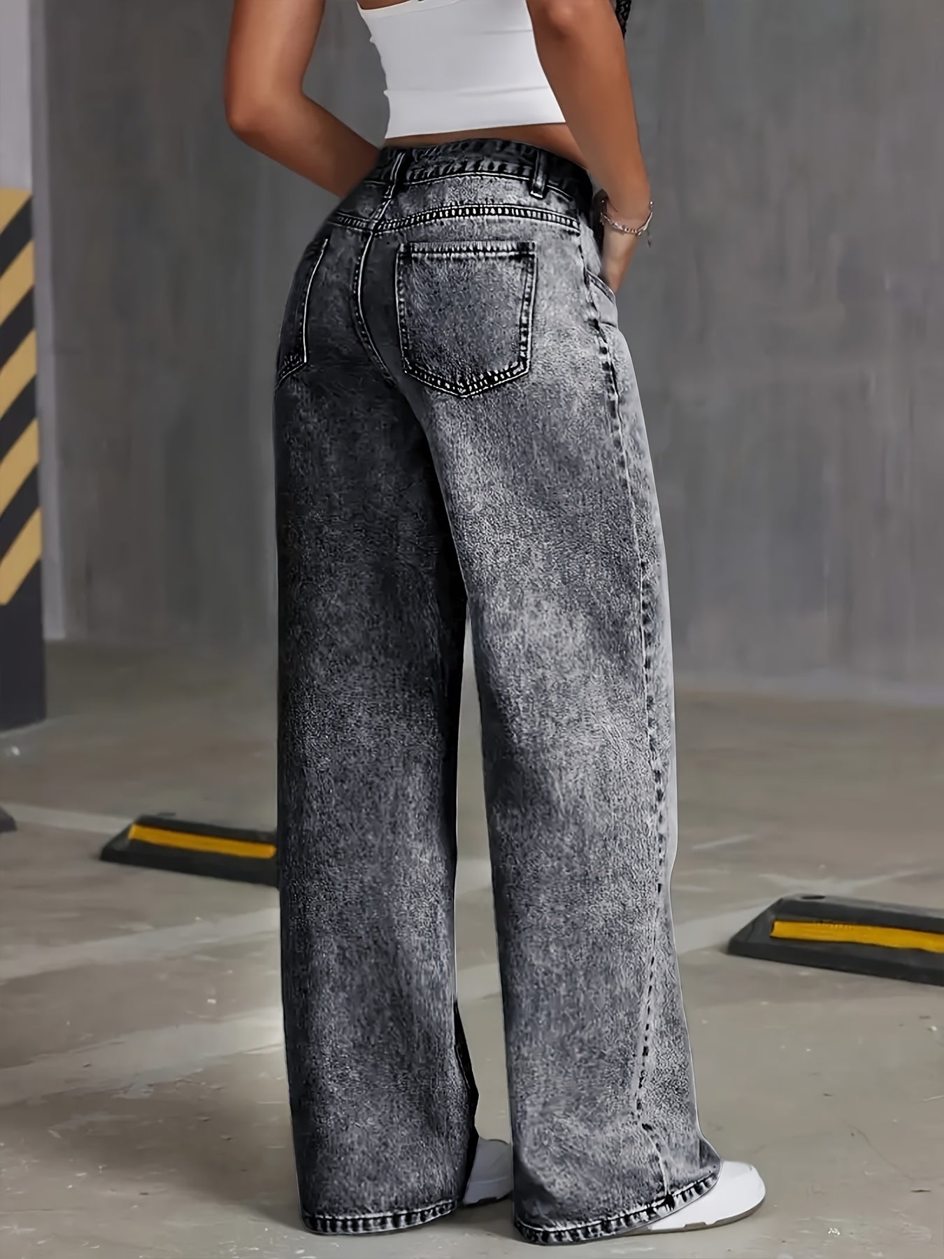 Fashion High-Waist Straight Leg Jeans