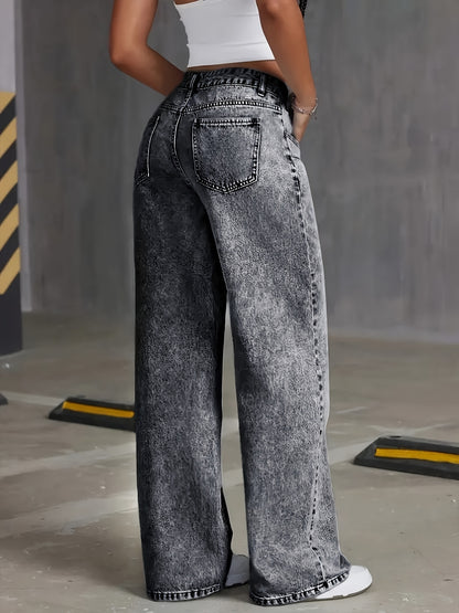 Fashion High-Waist Straight Leg Jeans