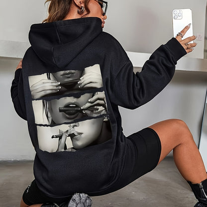 Casual Pullover Hoodie with 3-Panel Photo Print