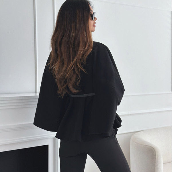 Stand Collar Batwing Sleeve Cloak Jacket