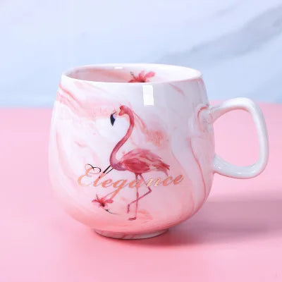 Creative Flamingo Marble Ceramic Mug