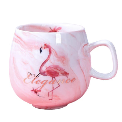 Creative Flamingo Marble Ceramic Mug