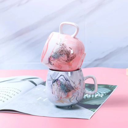 Creative Flamingo Marble Ceramic Mug